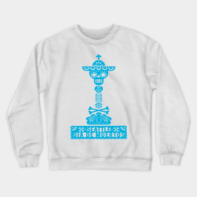 Calavera Space Needle T-Shirt Crewneck Sweatshirt by Festival Dia de Muertos Seattle